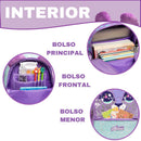 Kit Mochila Escolar Infantil com Lancheira e Estojo 3em1 Onça Roxa