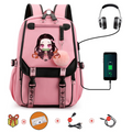 Mochila Escolar Nezuko - Com Entrada de Fone de Ouvido e USB + Brindes - CityBag