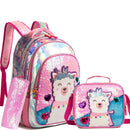 Mochila Infantil + Lancheira + Estojo Lhama
