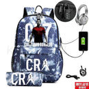 Kit Escolar CR7: Mochila com Entrada de Fone de Ouvido e USB + Estojo