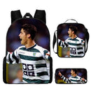 Kit Escolar Infantil 3 Peças do Cristiano Ronaldo: Mochila, Bolsa de Ombro e Estojo