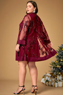 Vestido Midi Vinho com 2 Peça Brilhosa