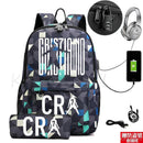 Kit Escolar CR7: Mochila com Entrada de Fone de Ouvido e USB + Estojo
