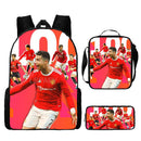 Kit Escolar Infantil 3 Peças do Cristiano Ronaldo: Mochila, Bolsa de Ombro e Estojo