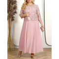 Vestido Bordado Rosa Duas Peças