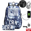 Kit Escolar CR7: Mochila com Entrada de Fone de Ouvido e USB + Estojo