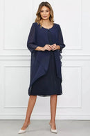 Vestido Midi Gola Redonda Azul