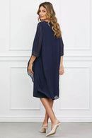 Vestido Midi Gola Redonda Azul