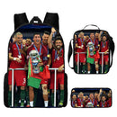 Kit Escolar Infantil 3 Peças do Cristiano Ronaldo: Mochila, Bolsa de Ombro e Estojo