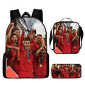 Kit Escolar Infantil 3 Peças do Cristiano Ronaldo: Mochila, Bolsa de Ombro e Estojo