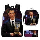 Kit Escolar Infantil 3 Peças do Cristiano Ronaldo: Mochila, Bolsa de Ombro e Estojo