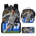 Kit Escolar Infantil 3 Peças do Cristiano Ronaldo: Mochila, Bolsa de Ombro e Estojo
