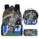 Kit Escolar Infantil 3 Peças do Cristiano Ronaldo: Mochila, Bolsa de Ombro e Estojo