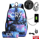 Kit Escolar CR7: Mochila com Entrada de Fone de Ouvido e USB + Estojo