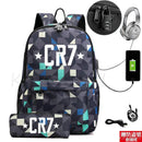 Kit Escolar CR7: Mochila com Entrada de Fone de Ouvido e USB + Estojo