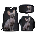 Kit Escolar de Gato 3 Peças: Mochila, Lancheira e Estojo
