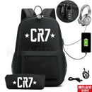 Kit Escolar CR7: Mochila com Entrada de Fone de Ouvido e USB + Estojo