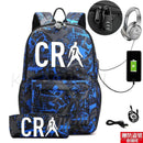 Kit Escolar CR7: Mochila com Entrada de Fone de Ouvido e USB + Estojo