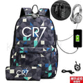 Kit Escolar CR7: Mochila com Entrada de Fone de Ouvido e USB + Estojo