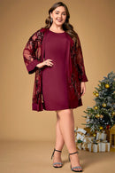 Vestido Midi Vinho com 2 Peça Brilhosa