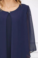 Vestido Midi Gola Redonda Azul