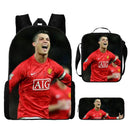 Kit Escolar Infantil 3 Peças do Cristiano Ronaldo: Mochila, Bolsa de Ombro e Estojo