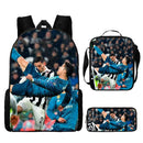 Kit Escolar Infantil 3 Peças do Cristiano Ronaldo: Mochila, Bolsa de Ombro e Estojo