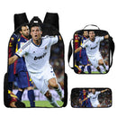 Kit Escolar Infantil 3 Peças do Cristiano Ronaldo: Mochila, Bolsa de Ombro e Estojo