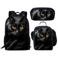 Kit Escolar de Gato 3 Peças: Mochila, Lancheira e Estojo