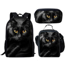 Kit Escolar de Gato 3 Peças: Mochila, Lancheira e Estojo