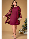 Vestido Midi Vinho com 2 Peça Brilhosa