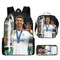 Kit Escolar Infantil 3 Peças do Cristiano Ronaldo: Mochila, Bolsa de Ombro e Estojo