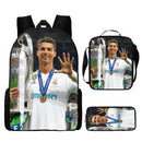 Kit Escolar Infantil 3 Peças do Cristiano Ronaldo: Mochila, Bolsa de Ombro e Estojo