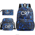 Kit Escolar do Cristiano Ronaldo Com 3 Peças: Mochila, Bolsa de Ombro e Estojo