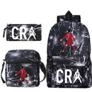 Kit Escolar do Cristiano Ronaldo Com 3 Peças: Mochila, Bolsa de Ombro e Estojo