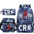 Kit Escolar do Cristiano Ronaldo Com 3 Peças: Mochila, Bolsa de Ombro e Estojo