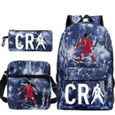 Kit Escolar do Cristiano Ronaldo Com 3 Peças: Mochila, Bolsa de Ombro e Estojo