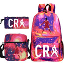Kit Escolar do Cristiano Ronaldo Com 3 Peças: Mochila, Bolsa de Ombro e Estojo