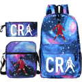 Kit Escolar do Cristiano Ronaldo Com 3 Peças: Mochila, Bolsa de Ombro e Estojo