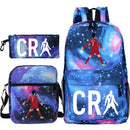 Kit Escolar do Cristiano Ronaldo Com 3 Peças: Mochila, Bolsa de Ombro e Estojo