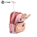 Kit Escolar Dourado Brilhante - Mochila de Rodinha da Minnie, Lancheira Térmica e Estojo