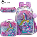 Kit Feminino Escolar Infantil: Mochila, Lancheira e Estojo - CityBag