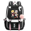 Mochila Escolar Feminina do Anime Demon Slayer Nezuko - Com Entrada de Fone de Ouvido e USB