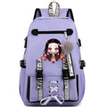 Mochila Escolar Feminina do Anime Demon Slayer Nezuko - Com Entrada de Fone de Ouvido e USB