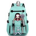 Mochila Escolar Feminina do Anime Demon Slayer Nezuko - Com Entrada de Fone de Ouvido e USB