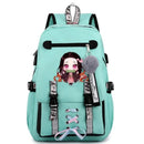 Mochila Escolar Feminina do Anime Demon Slayer Nezuko - Com Entrada de Fone de Ouvido e USB