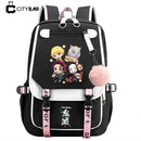 Mochila Escolar Feminina do Anime Demon Slayer Nezuko - Com Entrada de Fone de Ouvido e USB