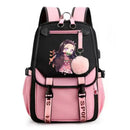 Mochila Escolar Feminina do Anime Demon Slayer Nezuko - Com Entrada de Fone de Ouvido e USB