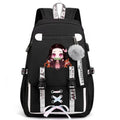 Mochila Escolar Feminina do Anime Demon Slayer Nezuko - Com Entrada de Fone de Ouvido e USB