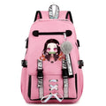 Mochila Escolar Feminina do Anime Demon Slayer Nezuko - Com Entrada de Fone de Ouvido e USB